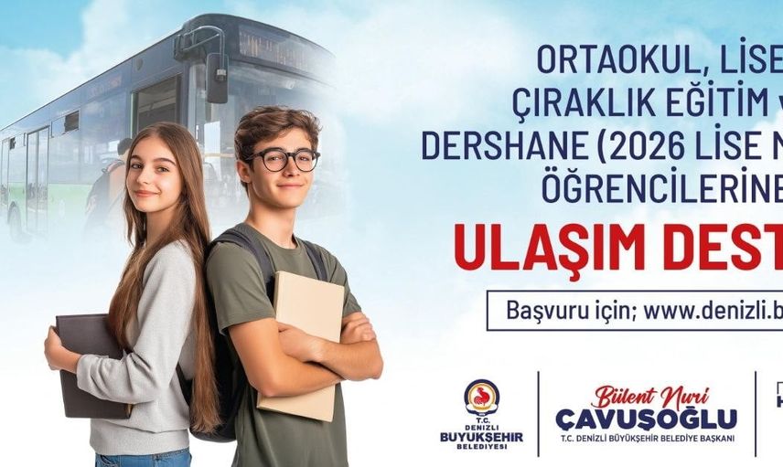 Denizli'de dar gelirli öğrencilere aylık 44 binişlik ücretsiz kart desteği