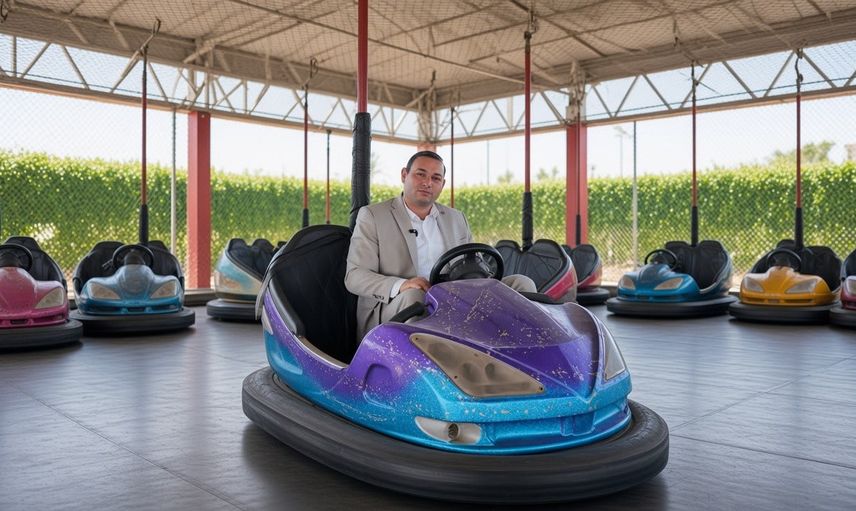 İlk kalıcı lunaparkta çarpışan arabaya binen başkan Hakan Bilecen açılışa çağırdı