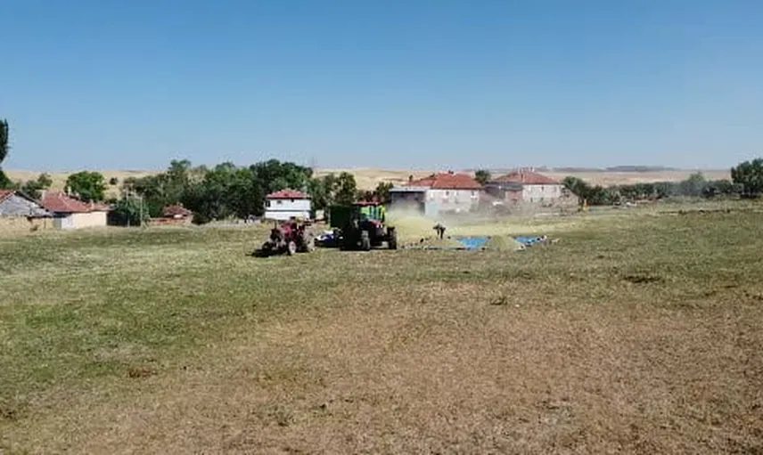 Yozgat'ta patozla mercimek tanesi ve kışlık saman hazırlama mesaisi