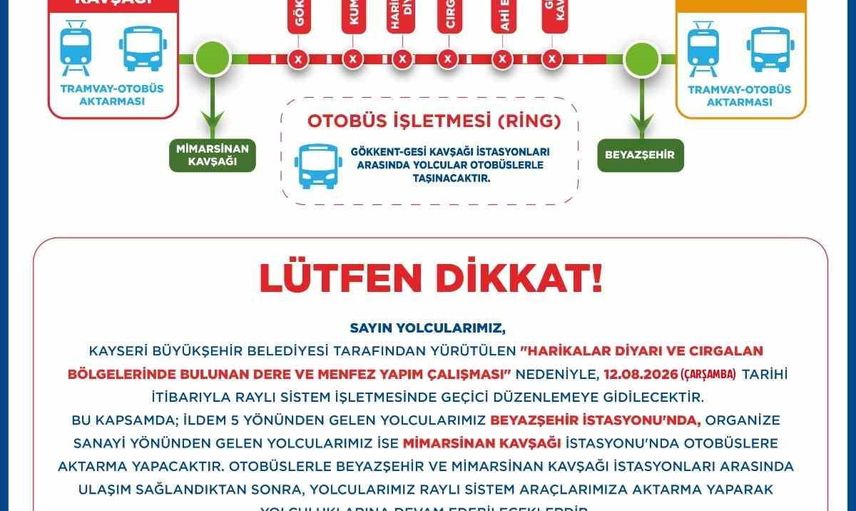 Raylı sistemde aktarma dönemi: Ramazan ve Kemerçay Deresi ıslahı için ulaşım düzenlemesi