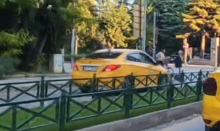 Taksi şoförünün ters yöne girişi kask kamerasında