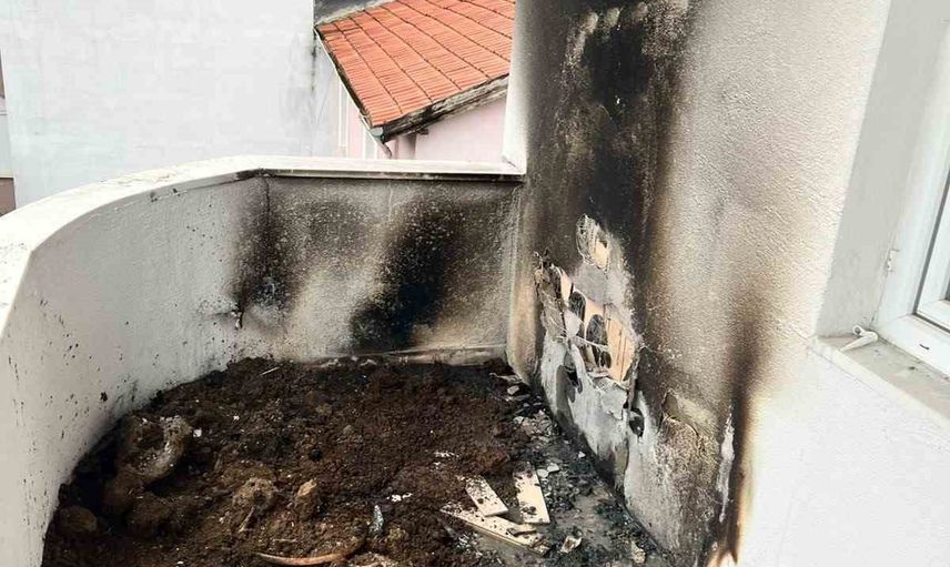 Bilecik’te balkonda tüp üzerinde unutulan yemek sıva ve yalıtımı tutuşturdu