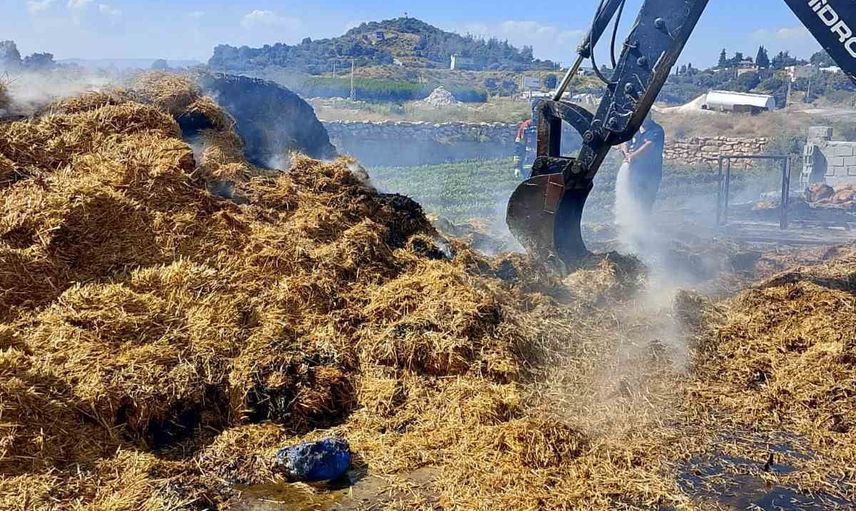 Saman balyalarındaki yangın Tarsus'ta mantar tesisinde söndürüldü