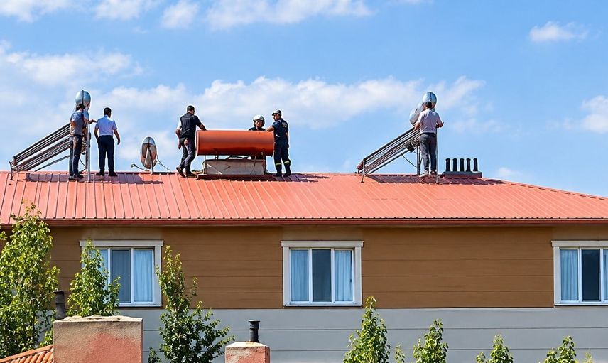 Tercan'da çatıda başlayan bunalım ekiplerin ikna çalışmasıyla son buldu
