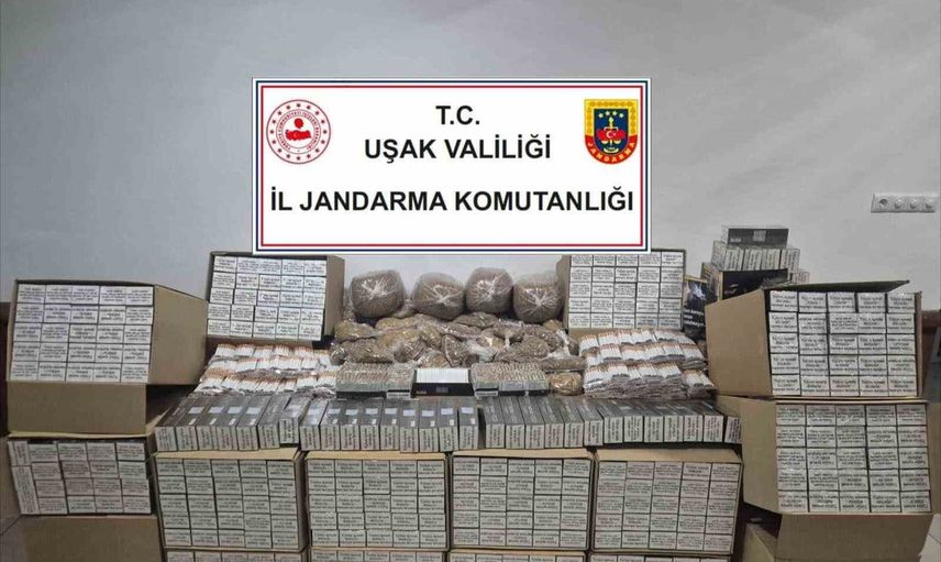 Uşak'ta jandarmadan eş zamanlı tütün ve uyuşturucu operasyonu