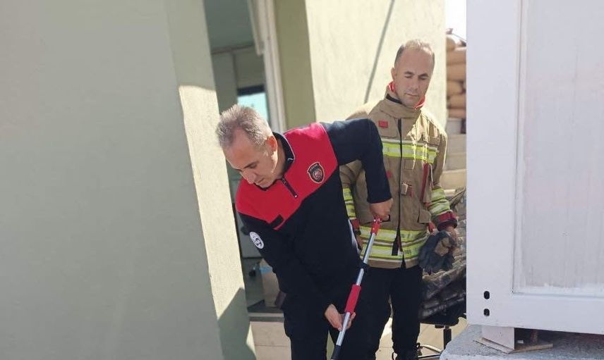 Yerleşim yerinde bulunan yılan itfaiye ekiplerince güvenle doğaya salındı