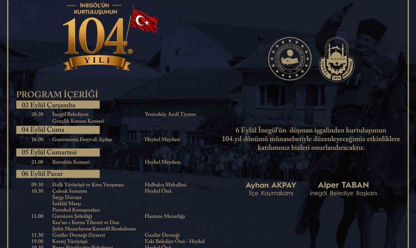 İnegöl 104. kurtuluş yılını konser ve festivalle taçlandırıyor