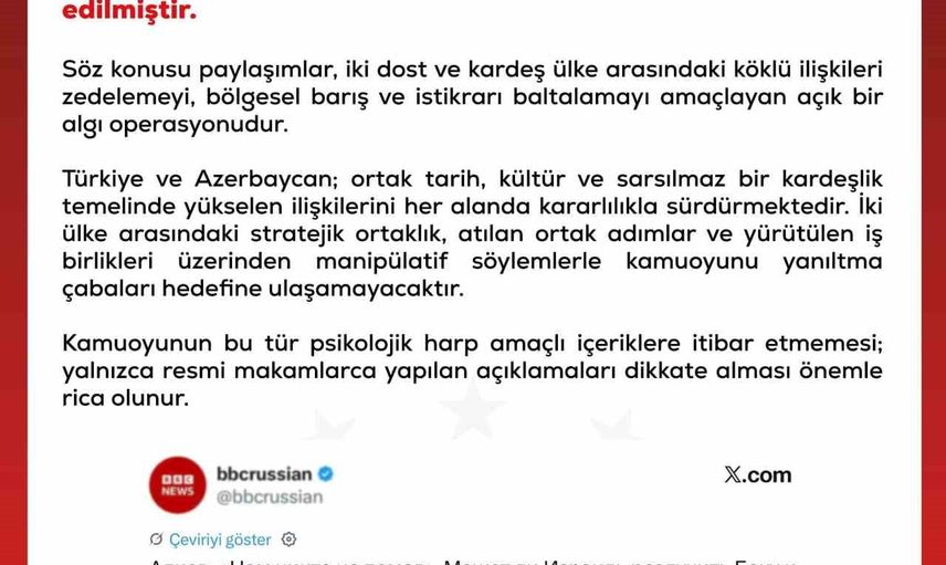 Dezenformasyon uyarısı: Türkiye ve Azerbaycan ilişkilerine yönelik maksatlı içerikler tespit edildi