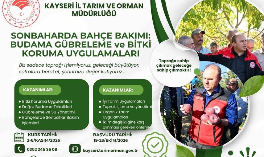 Sonbaharda bahçe verimini artırmaya yönelik uygulamalı eğitim başlıyor