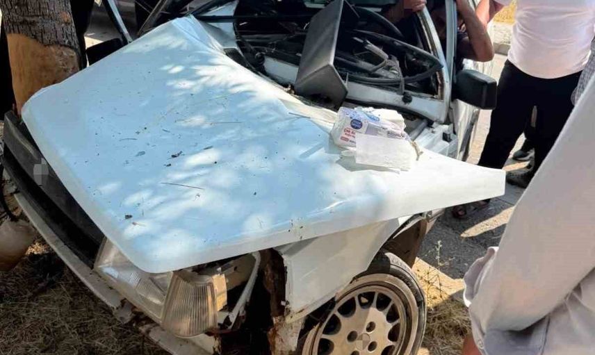 Elazığ Kızılay Mahallesi'nde kontrolü kaybeden otomobil ağaca çarptı