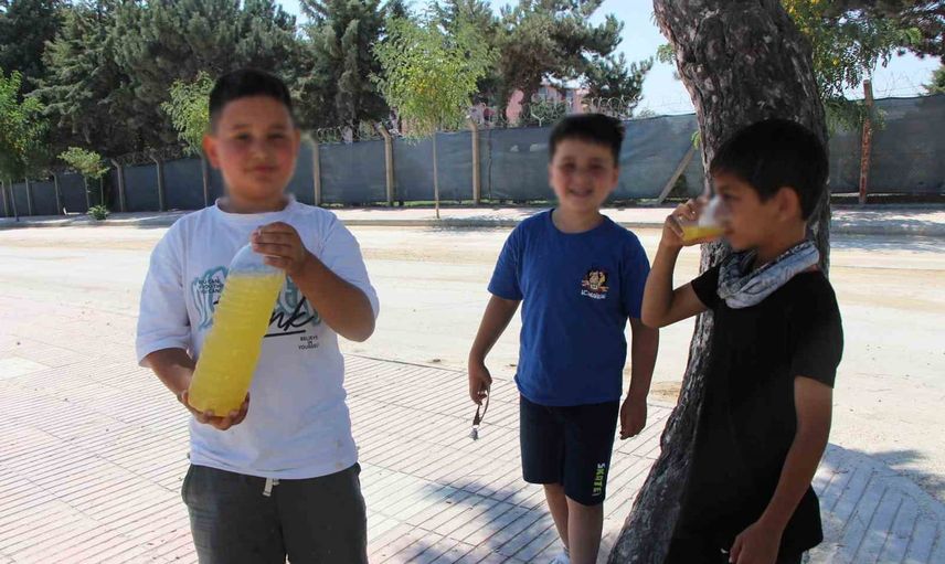 Üç arkadaşın köşe başı girişimi: limonata satarak biriktiriyorlar