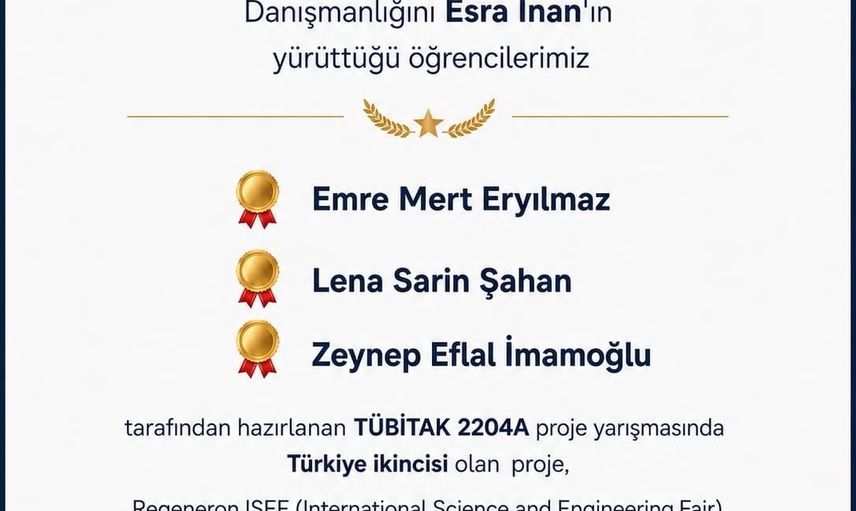 Atakum BİLSEM ekibi 2027 Regeneron ISEF'e katılmaya hak kazandı