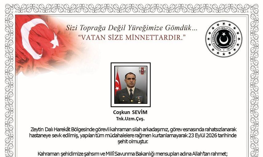 Bakan Güler şehit uzman çavuş Coşkun Sevim için başsağlığı diledi