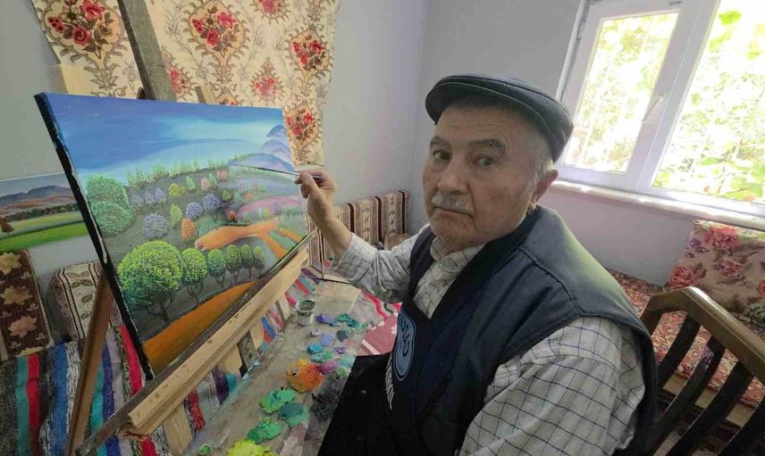 Kütahya'nın çobanı doğayı tuvale işliyor