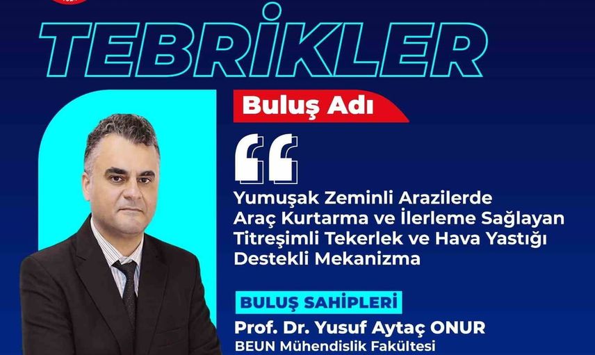 Zonguldak Bülent Ecevit Üniversitesi'nden saplanan araçlar için titreşimli tekerlek ve hava yastığı patenti