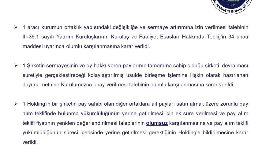 SPK bülteninde 71 milyon lira ceza ve 7,05 milyar liralık ihraç onayları
