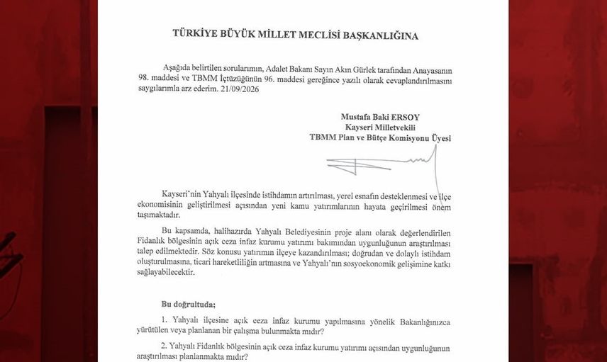 Yahyalı için yatırım önerisi: açık ceza infaz kurumu talebi