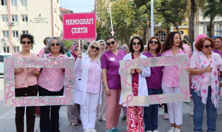 Manisa'da pembe kurdelelerle erken teşhis çağrısı