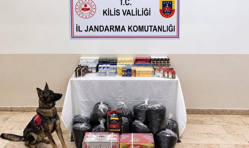 Kilis'te jandarma operasyonunda 750 paket sigara ve 60 kilo çay ele geçirildi