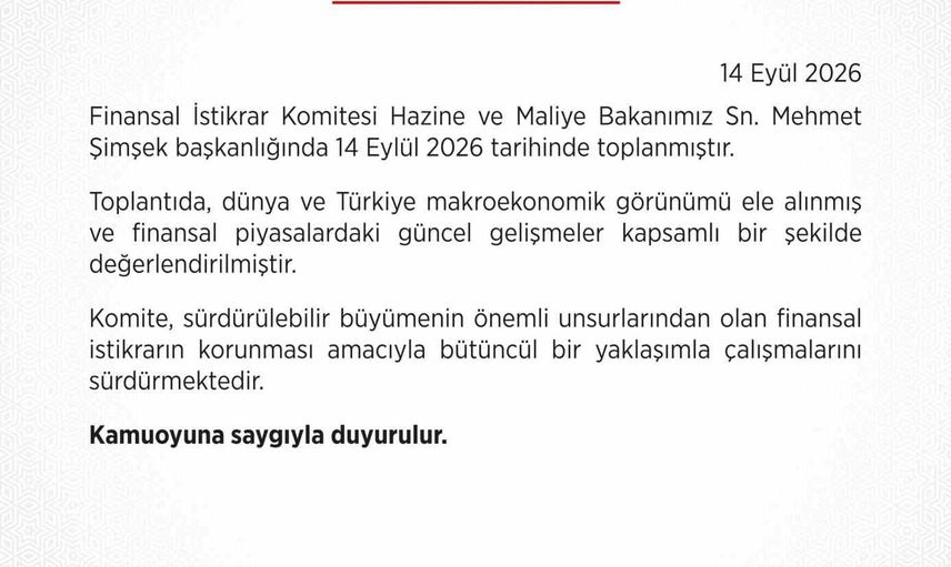 Finansal istikrarı öne çıkaran toplantı: komite makro görünümü ve piyasa gelişmelerini değerlendirdi