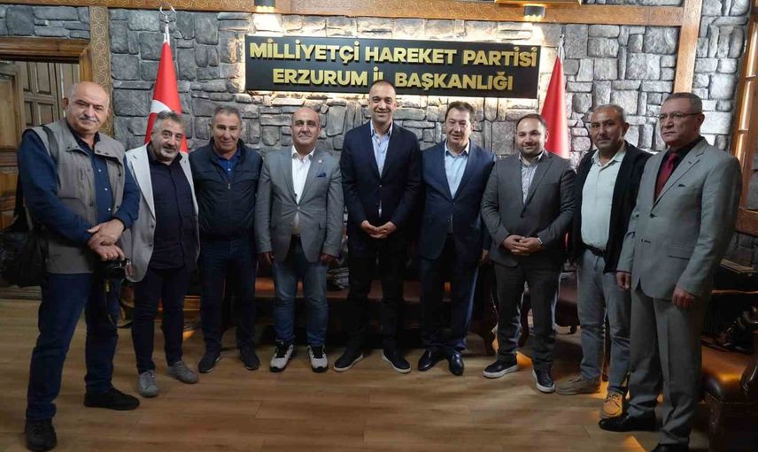 Doğu Anadolu gazetecilerinden MHP il başkanı Yurdagül'e hayırlı olsun ziyareti