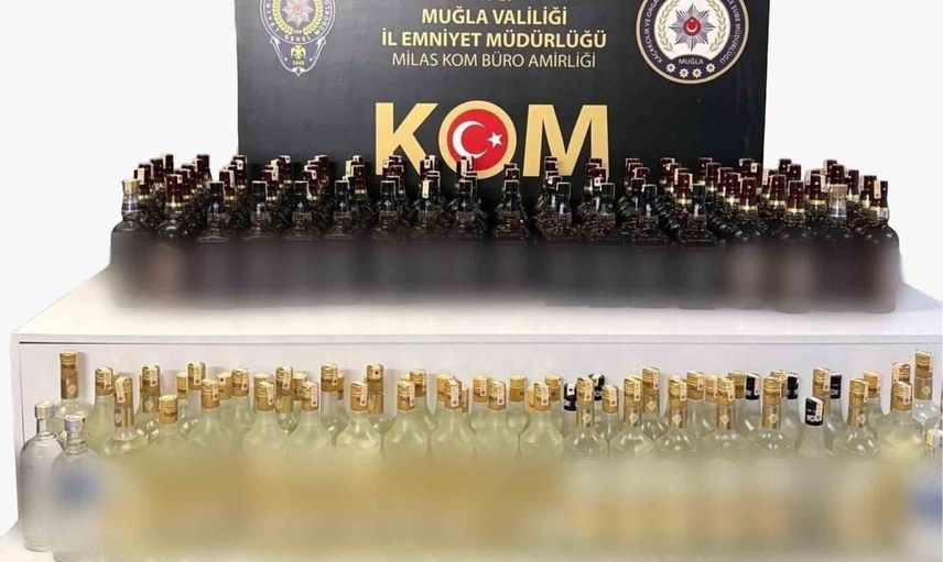 Milas'ta yol kontrolü 144,7 litre kaçak içkiyi gün yüzüne çıkardı