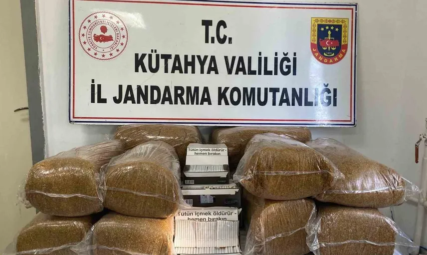 Kütahya'da jandarmanın merkez ilçede tütün kaçakçılığı operasyonu