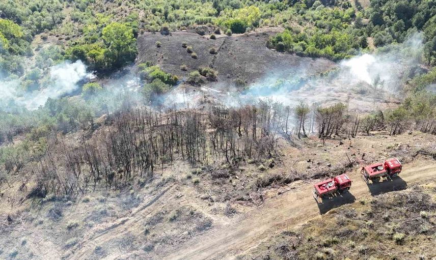 Rüzgarın etkisiyle yayılan anız alevleri Karabük'te bir samanlığı kullanılamaz hale getirdi