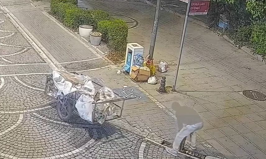 Lüleburgaz çarşısında mazgal hırsızlığı güvenlik kameralarında kayda geçti
