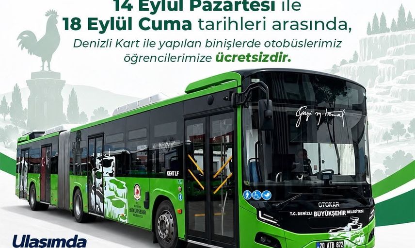 Denizli'de öğrencilere beş gün ücretsiz belediye otobüsü