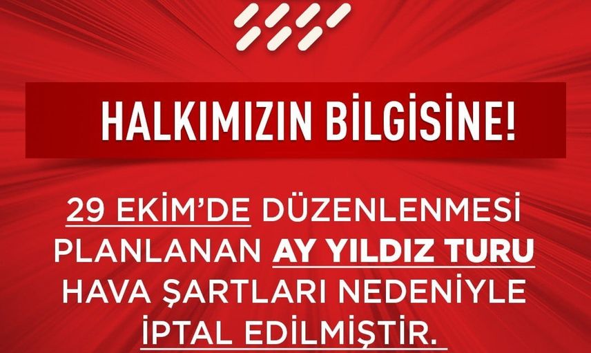 Kocasinan'da ay yıldız turu 29 ekimde olumsuz hava nedeniyle iptal edildi