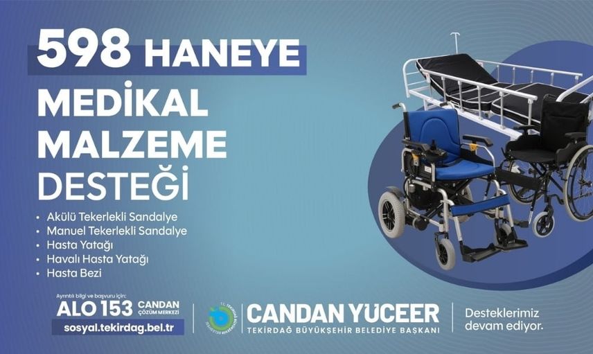 Tekirdağ'da 598 hanenin yaşamına dokunan medikal destek