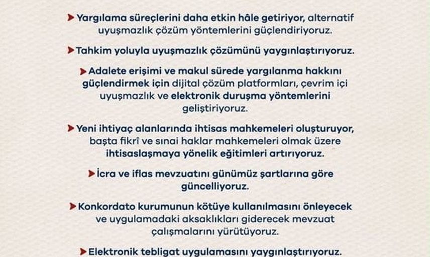 Yargıda öngörülebilirliği ve erişimi güçlendirecek kapsamlı adalet reformları yolda