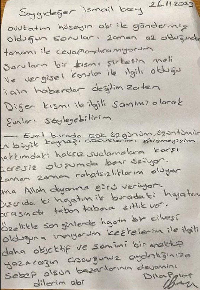 Dilan Polat’tan İsmail Saymaz’a çarpıcı mektup: Dışarıdaki hayatımla buradaki hayatım arasında taban tabana zıtlık var