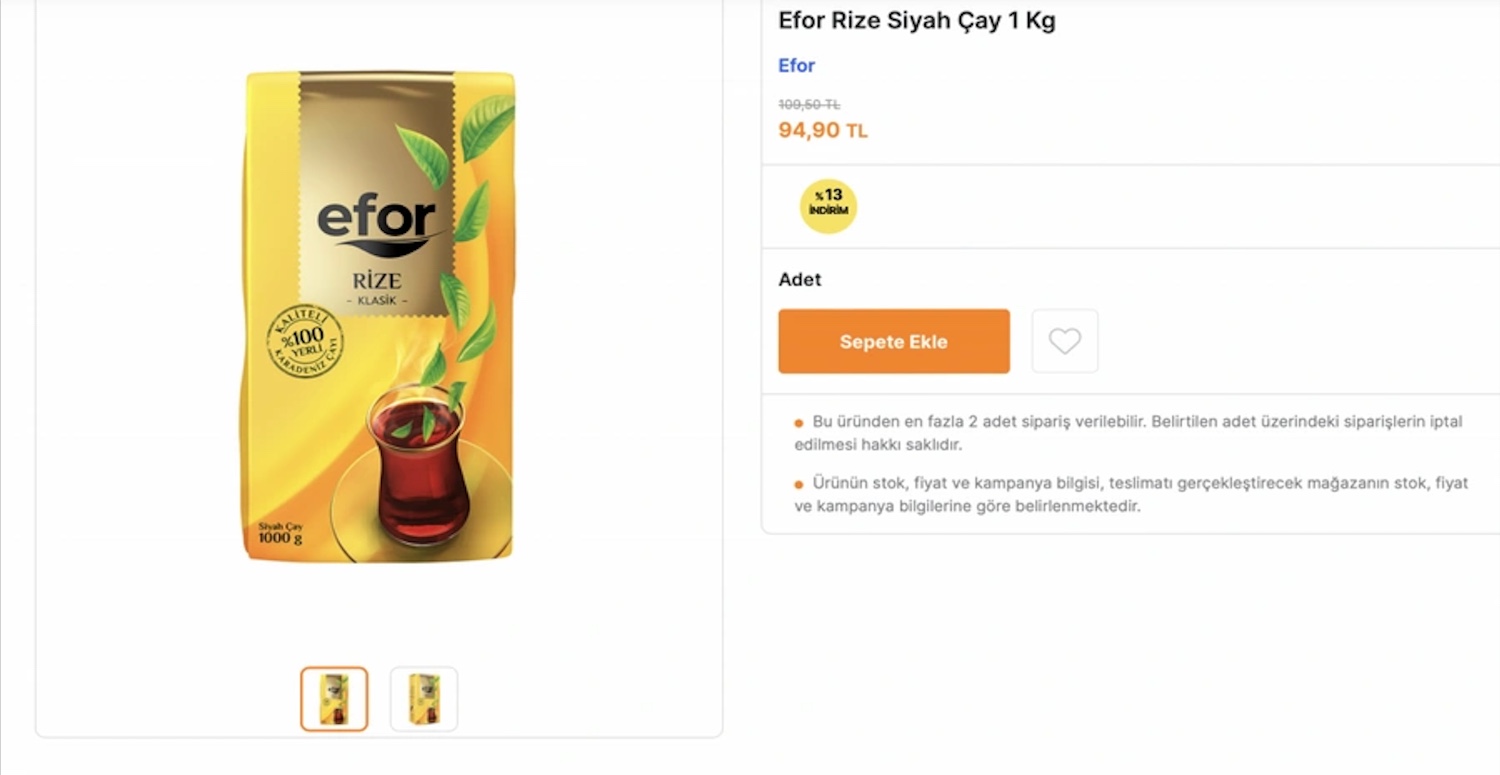 Migros çay fiyatları