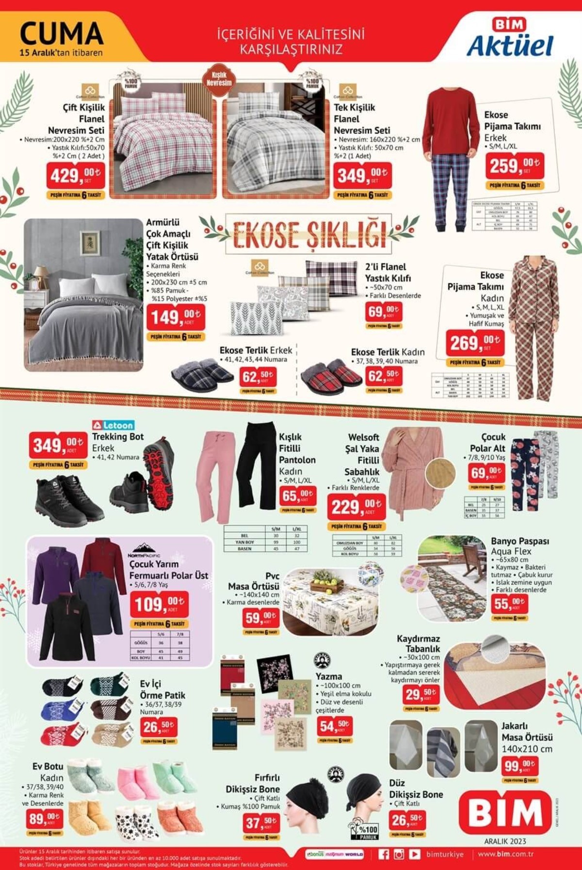 15 Aralık 2023 tarihili BİM güncel ürünler kataloğu