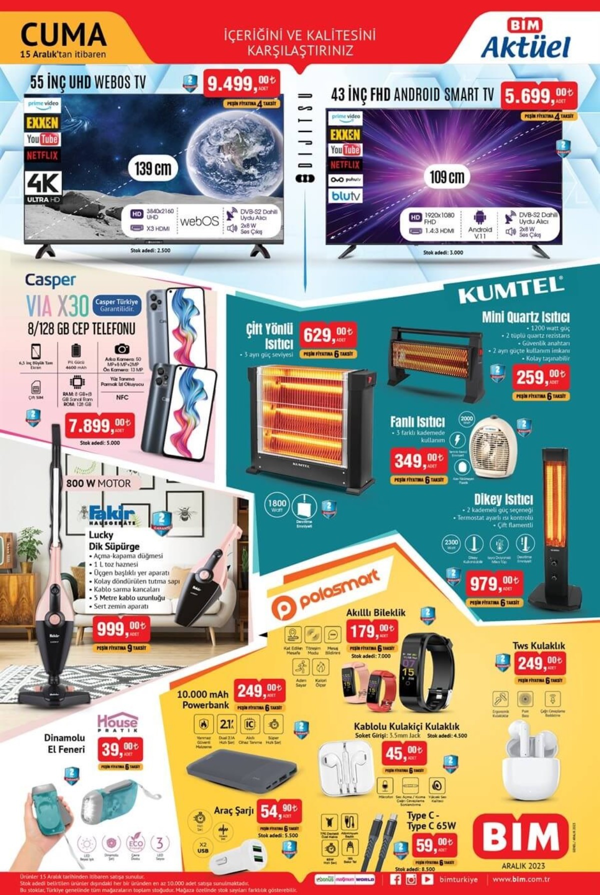 15 Aralık 2023 tarihili BİM güncel ürünler kataloğu