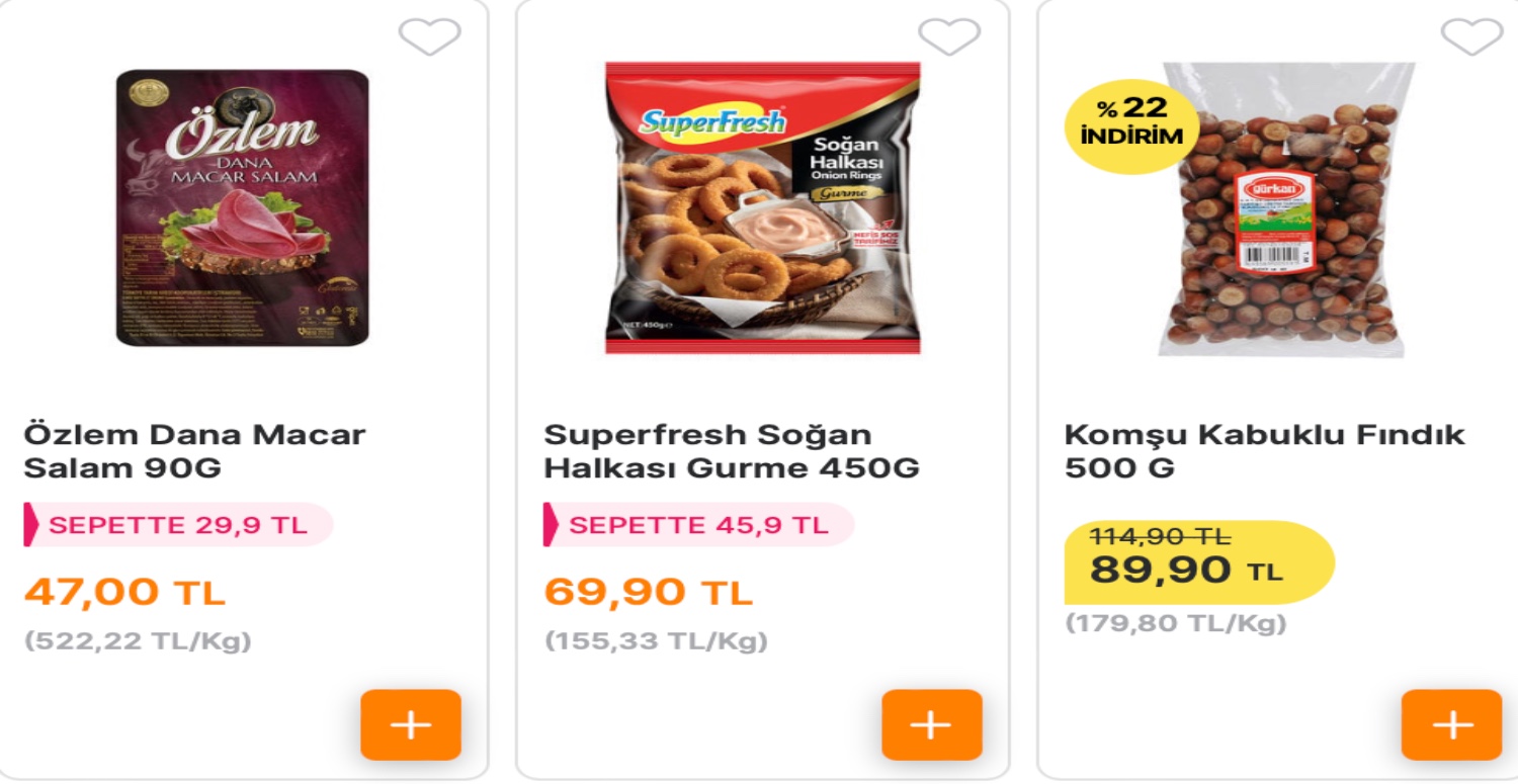 SALAM 29,90 TL, KABUKLU FINDIK 89,90 TL’YE SATILACAK