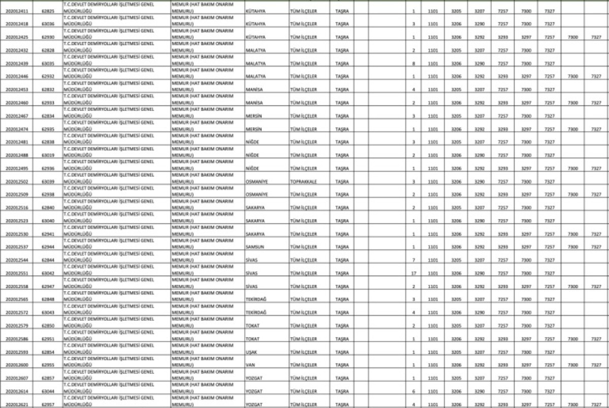 TCDD 424 personel alımı