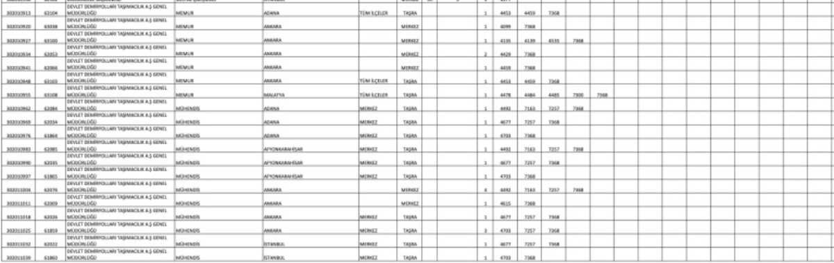 TCDD 424 personel alımı