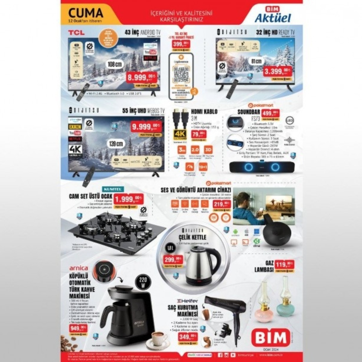 12 Ocak 2024 BİM aktüel ürünler fiyat listesi