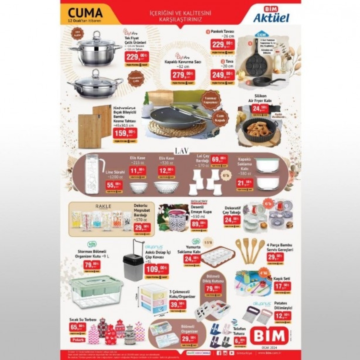 12 Ocak 2024 BİM aktüel ürünler fiyat listesi