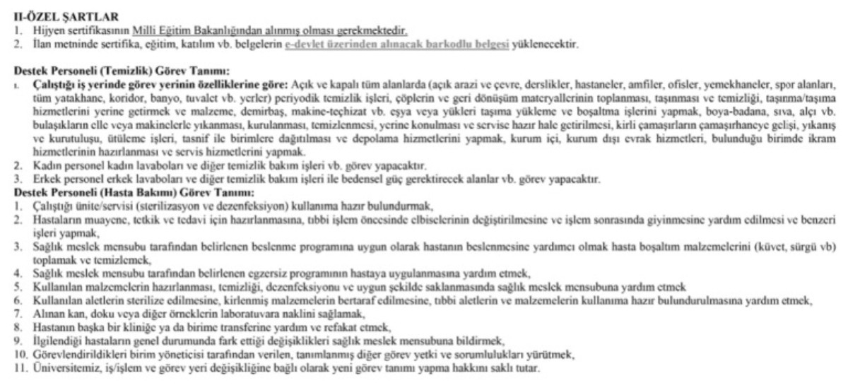 Ankara Üniversitesi personel alım ilanı