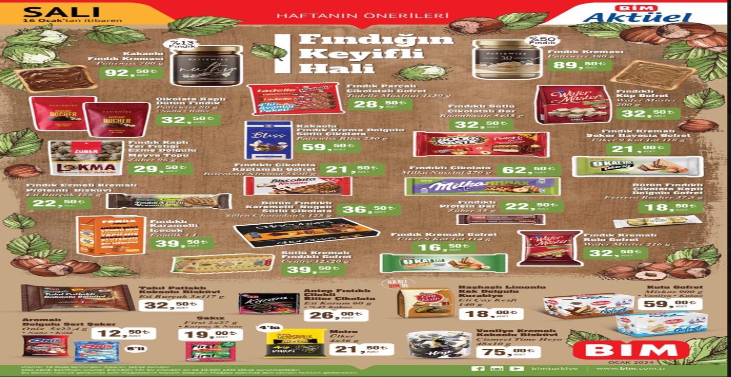 ATIŞTIRMALIK ÜRÜNLER 16 OCAK’TA BİM MARKETLERDE