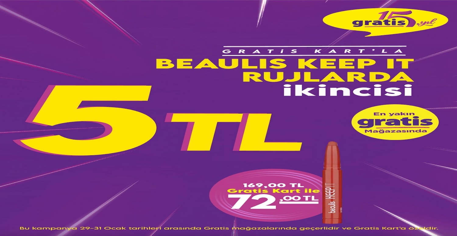 Gratis’te aynı üründen 2.sini alırsanız sadece 1 TL ödeyeceksiniz! 31 Ocak’a kadar geçerli olacak