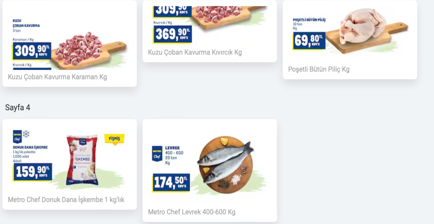 Metro marketlerde büyük fırsatta yakalamaya hazır olun! Meyve sebze balık tavuk hepsi indirimde