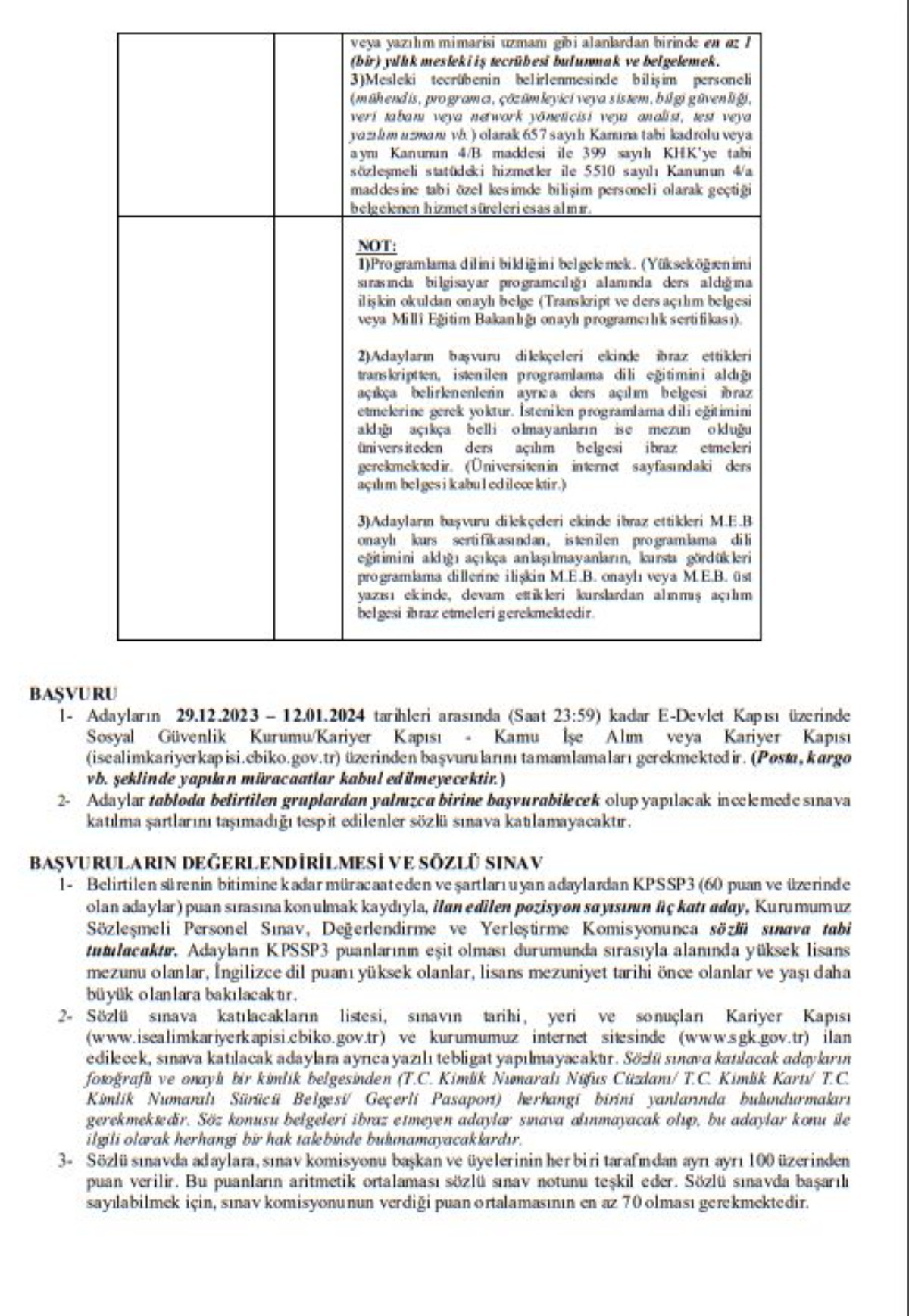 SGK 46 personel alımı