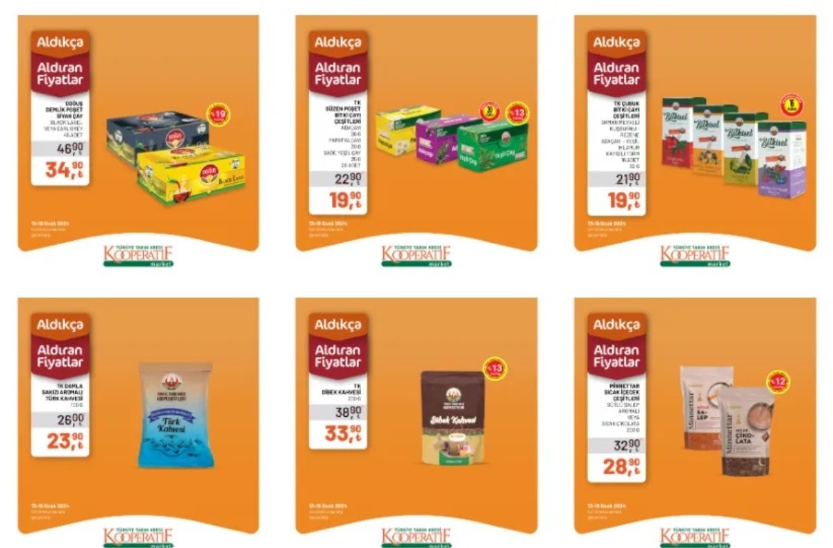 Tarım Kredi Market zincirinin 13 Ocak-19 Ocak tarihleri indirimli ürün listesi