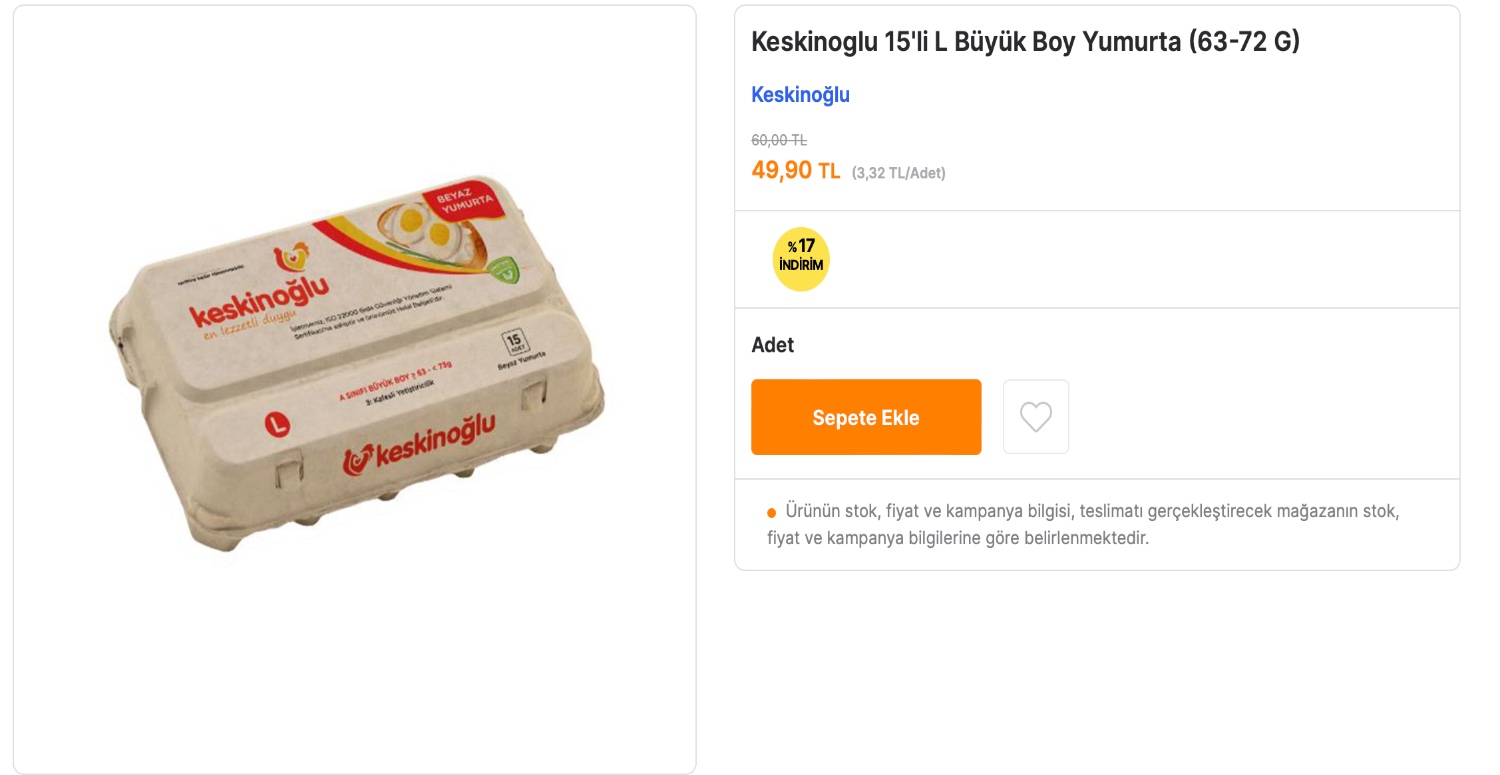 15’Lİ YUMURTA İNİDİRİMİ BEKLEYENLER 49 TL’DEN YUMURTA ALABİLEKLER