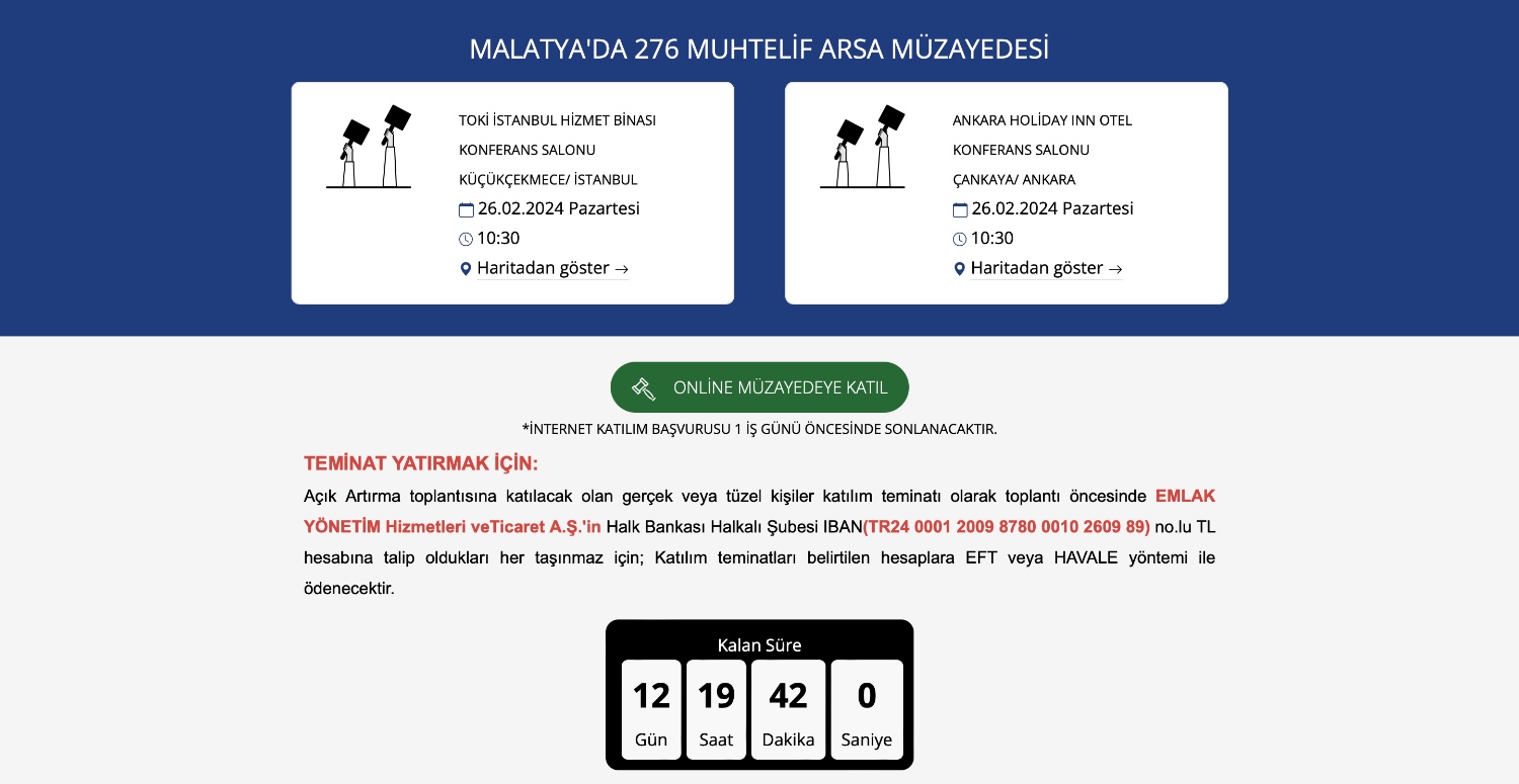 276 muhtelif arsa 24 ay vadeyle satışa çıkartılacak! Böyle kampanyalı satış bir daha gelmez
